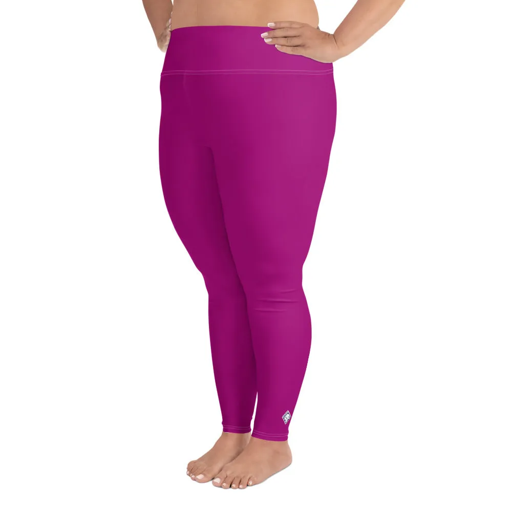 Curve-Hugging Style: Women's Plus Size Solid Yoga Leggings - Fresh Eggplant