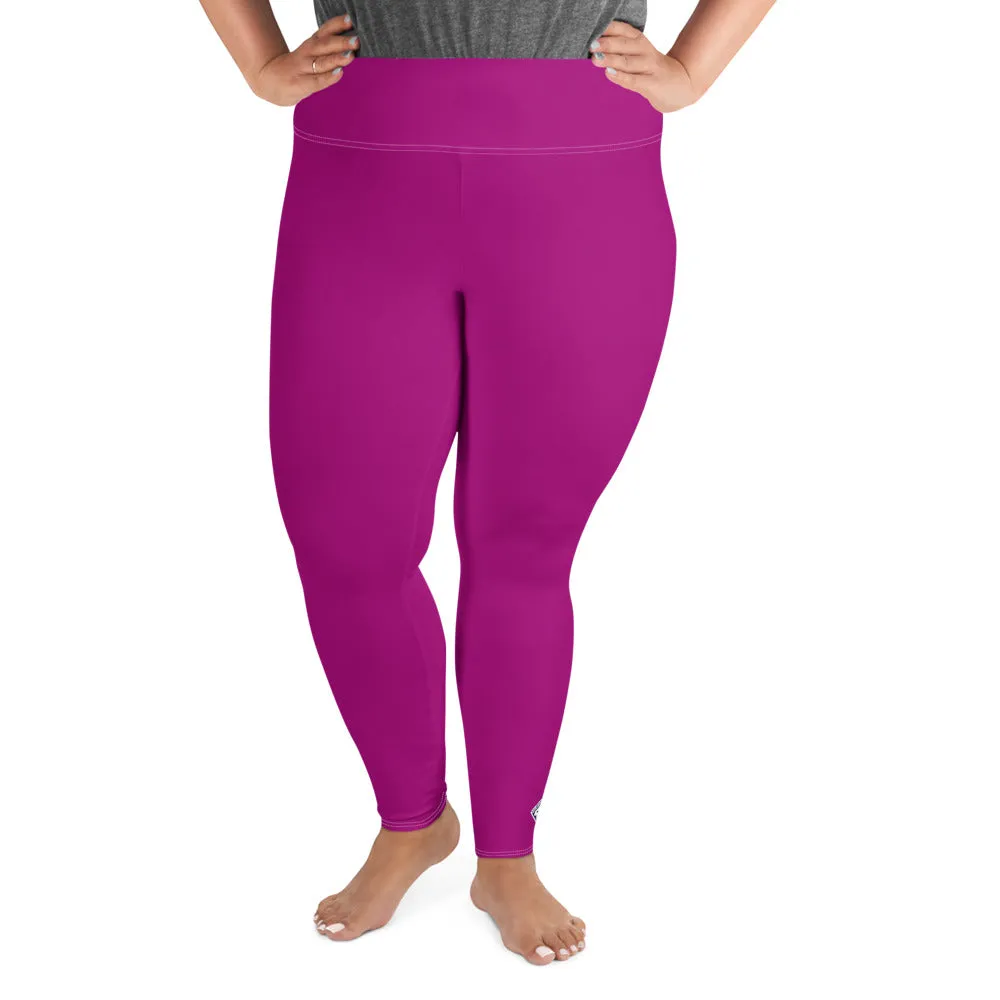 Curve-Hugging Style: Women's Plus Size Solid Yoga Leggings - Fresh Eggplant