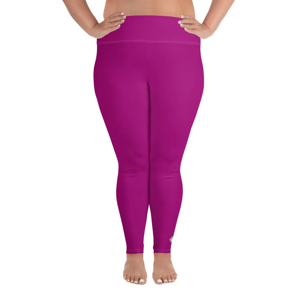 Curve-Hugging Style: Women's Plus Size Solid Yoga Leggings - Fresh Eggplant