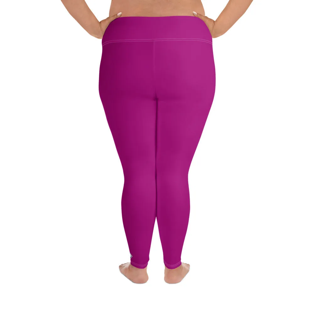 Curve-Hugging Style: Women's Plus Size Solid Yoga Leggings - Fresh Eggplant