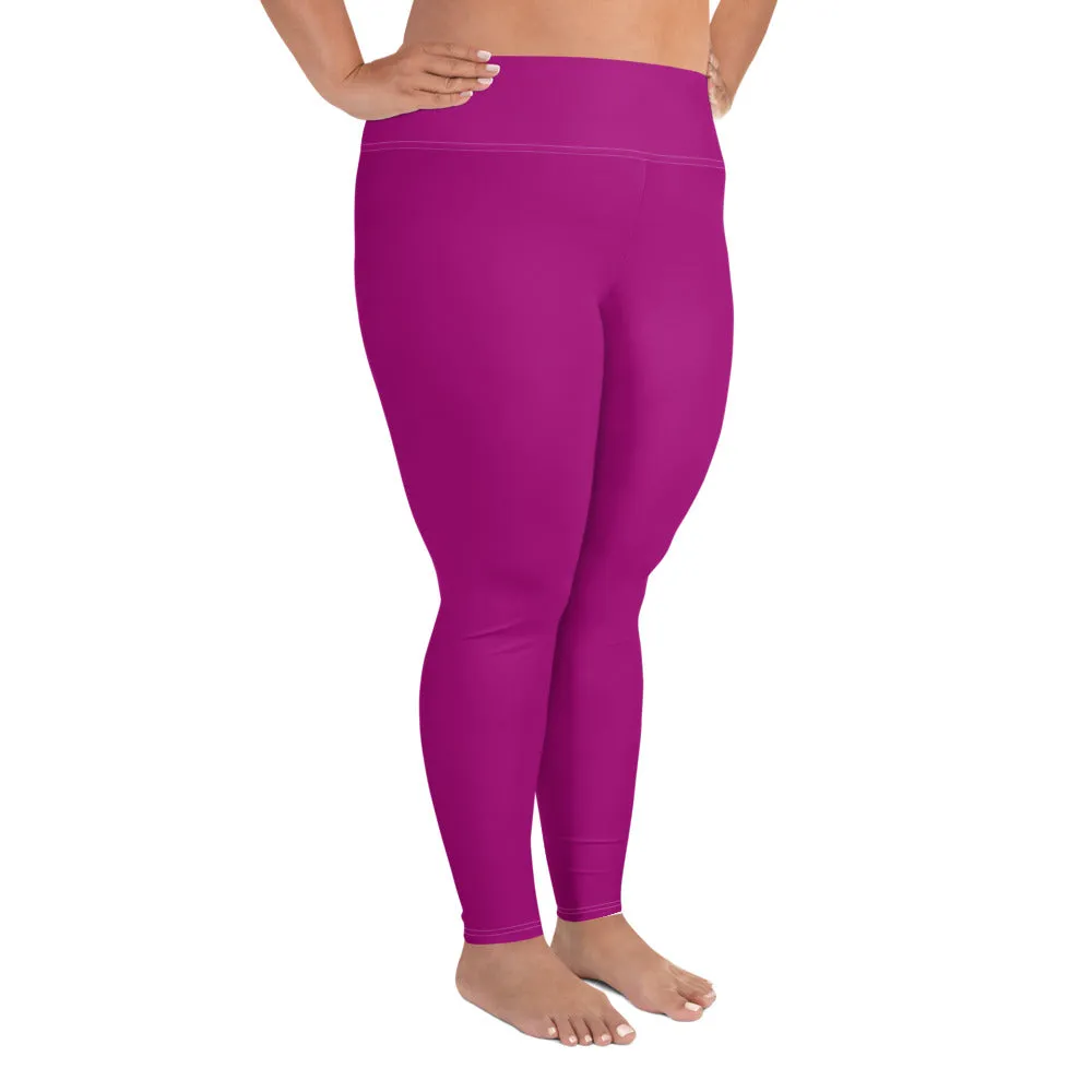 Curve-Hugging Style: Women's Plus Size Solid Yoga Leggings - Fresh Eggplant