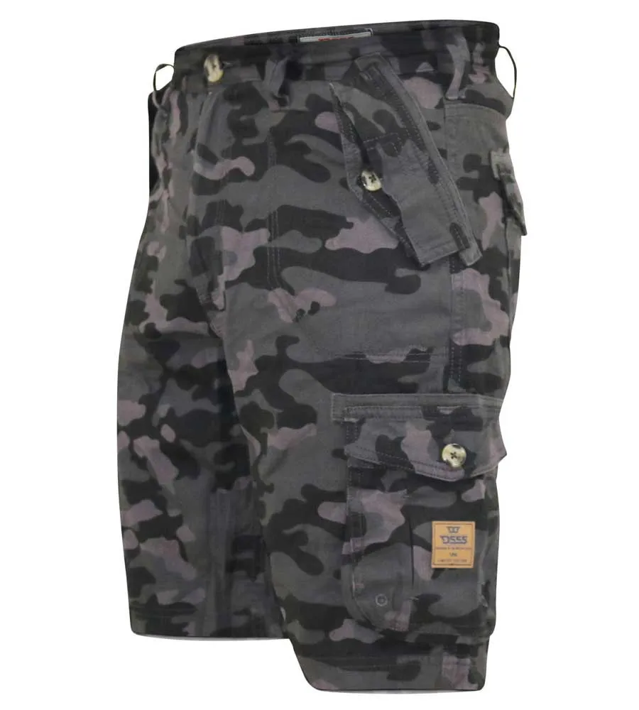 D555 Big Mens Camouflage Print Cargo Shorts (ZAVIER)