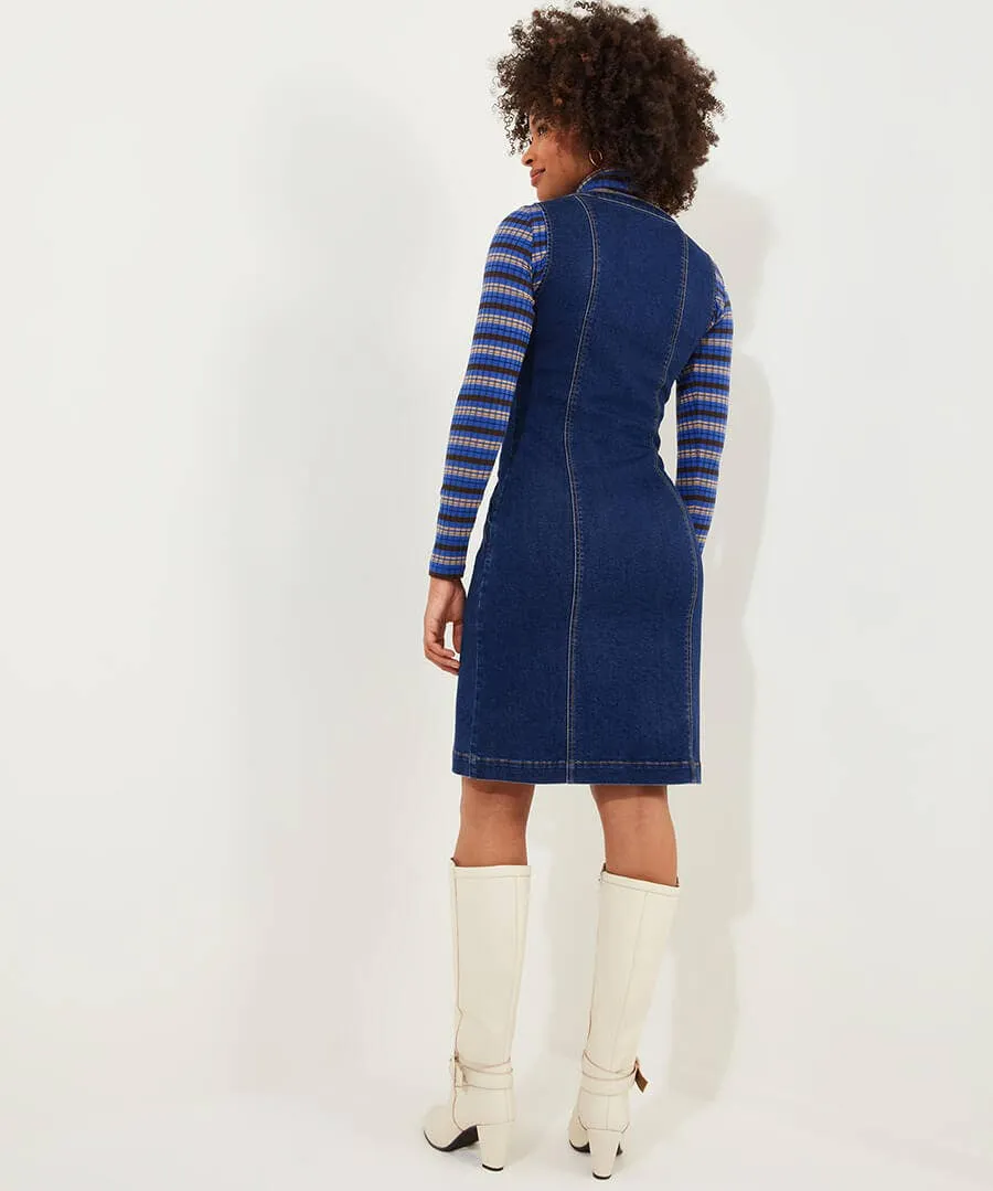 Dawn Denim Zip Through Pinafore