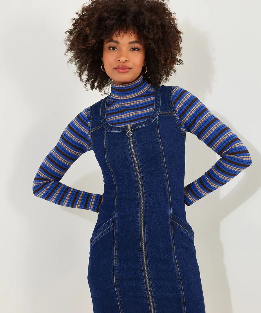 Dawn Denim Zip Through Pinafore