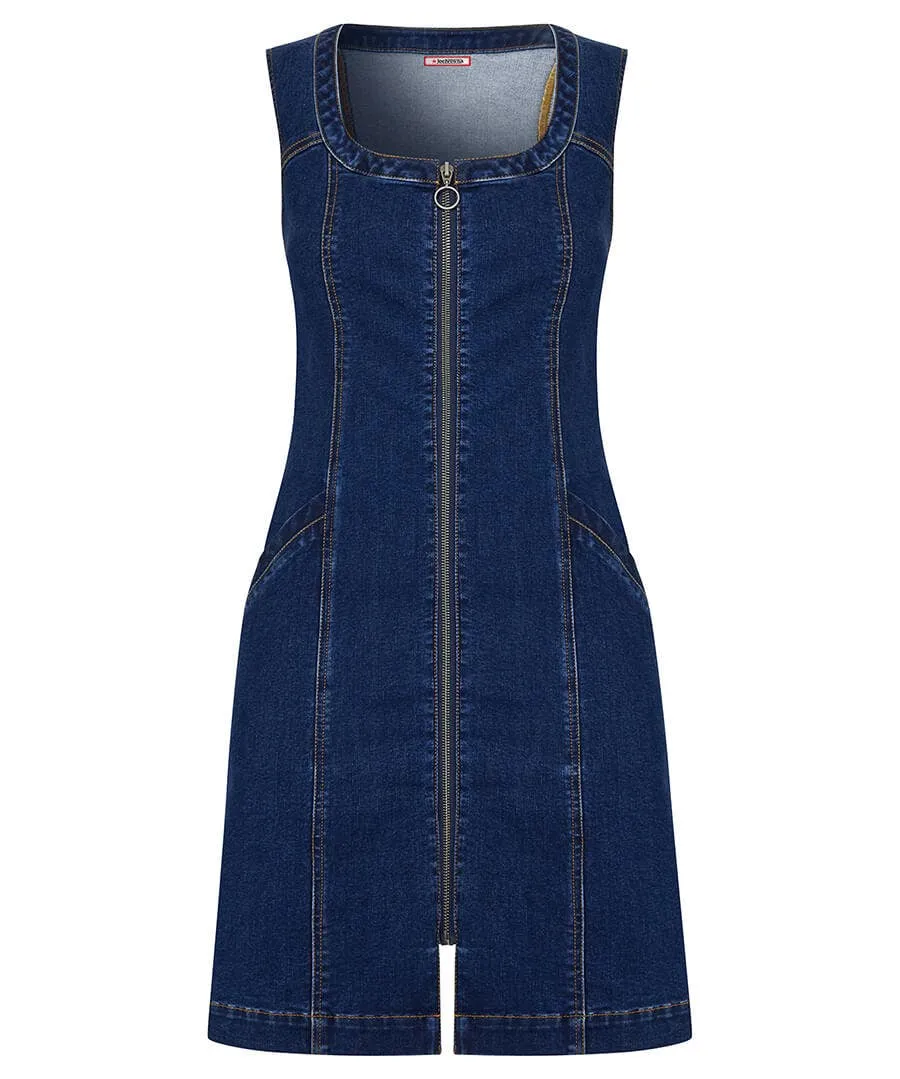 Dawn Denim Zip Through Pinafore