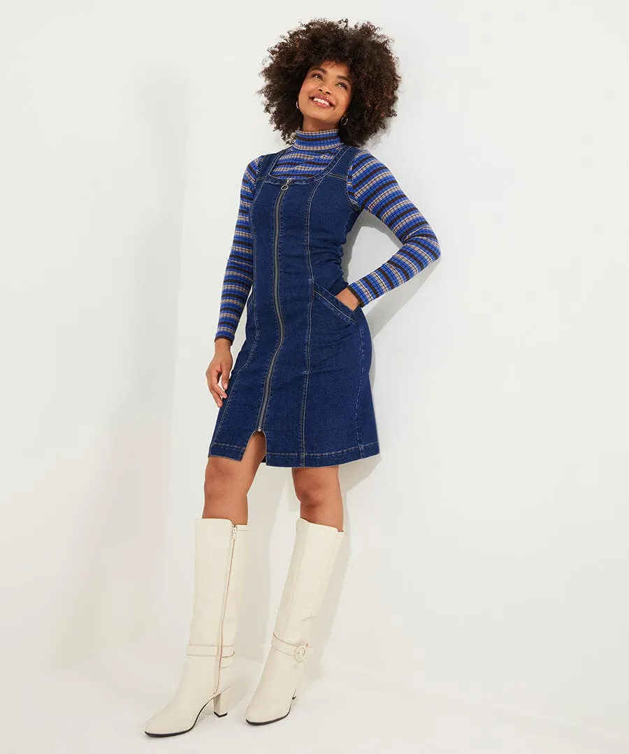 Dawn Denim Zip Through Pinafore