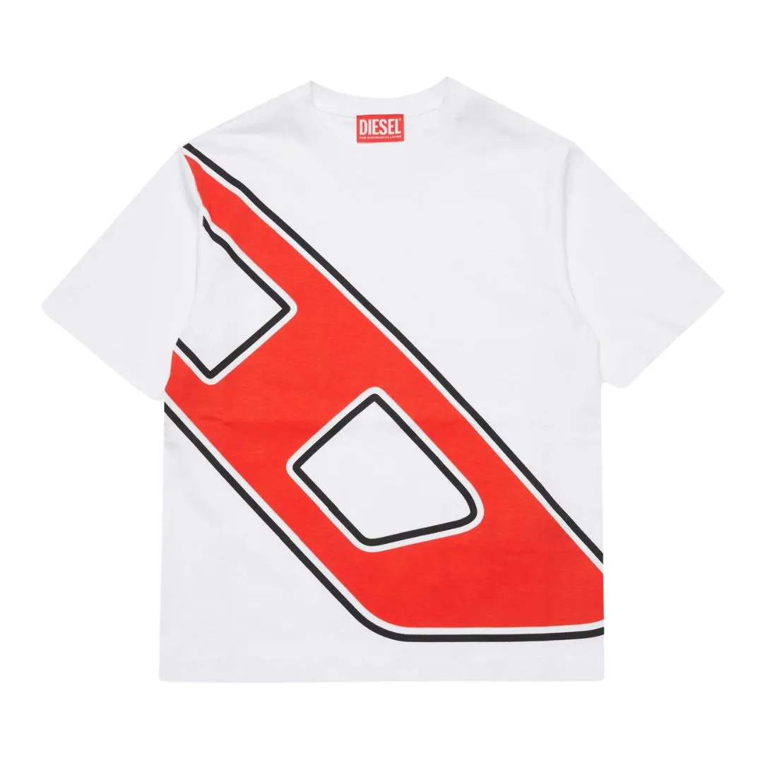 Diesel T-Shirt D Logo White Red