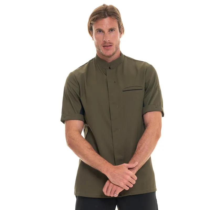 DUNES Olive/Black Short Sleeve kitchen Coat - ROBUR