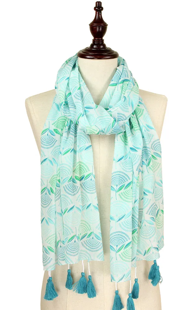 EAS0210 Flower Print Scarf with Tassel