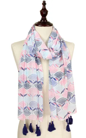 EAS0210 Flower Print Scarf with Tassel