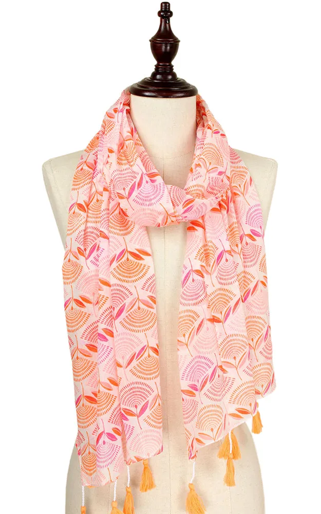 EAS0210 Flower Print Scarf with Tassel