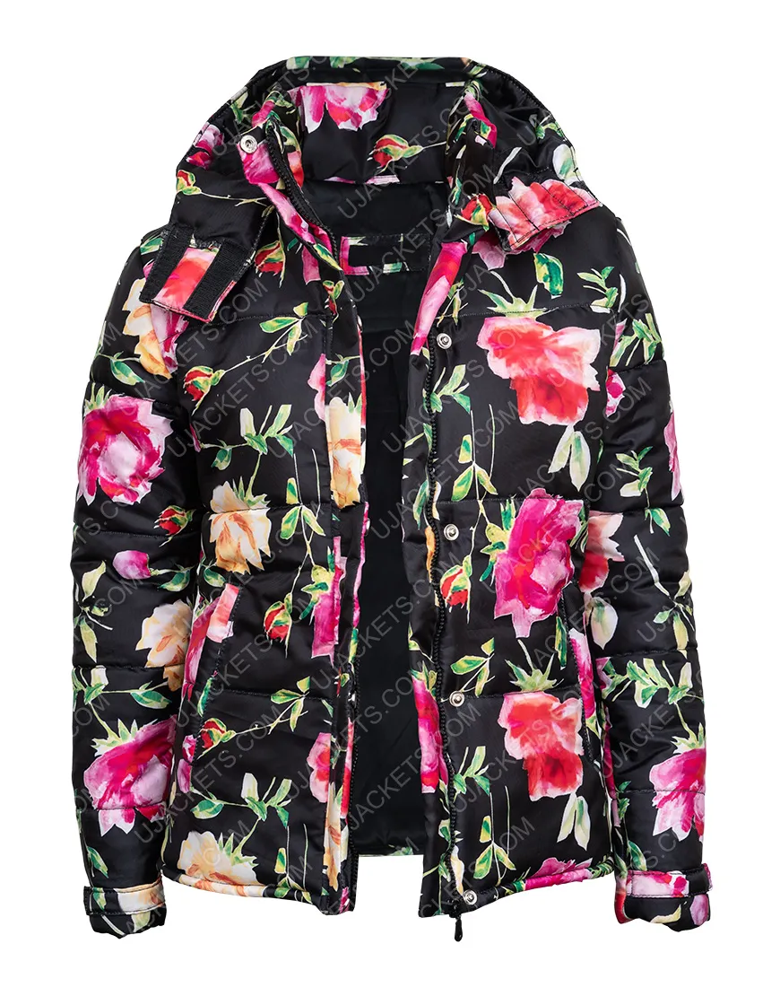 Emily In Paris Lily Collins Floral Puffer Jacket - ujackets