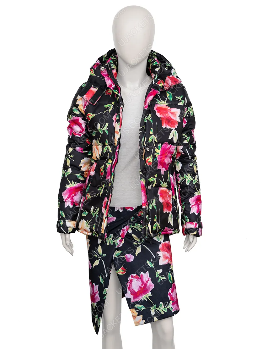 Emily In Paris Lily Collins Floral Puffer Jacket - ujackets