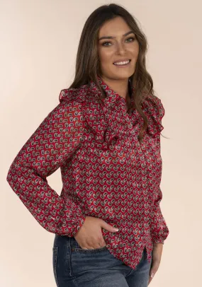 Frill Shoulder Paisley Blouse