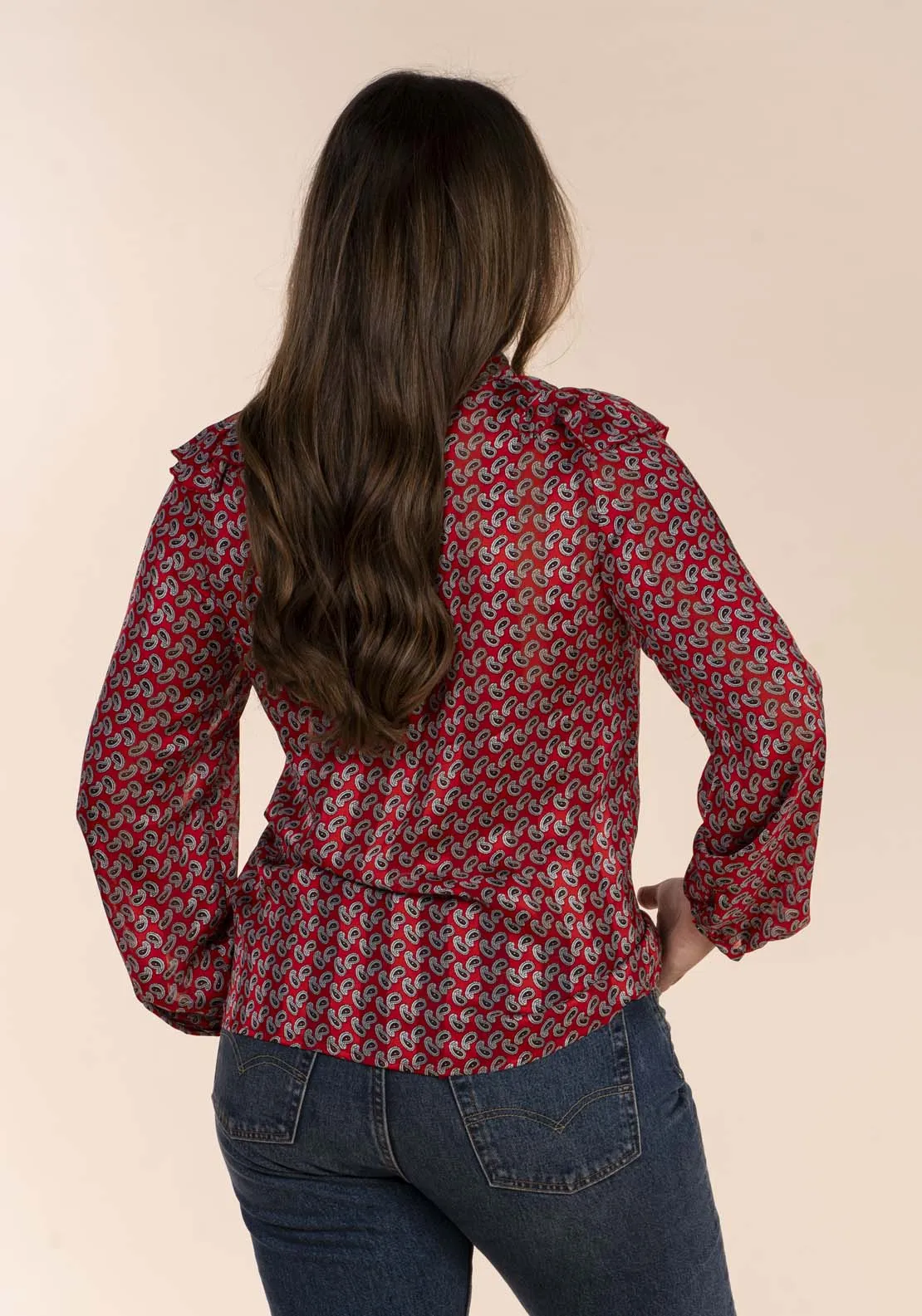 Frill Shoulder Paisley Blouse