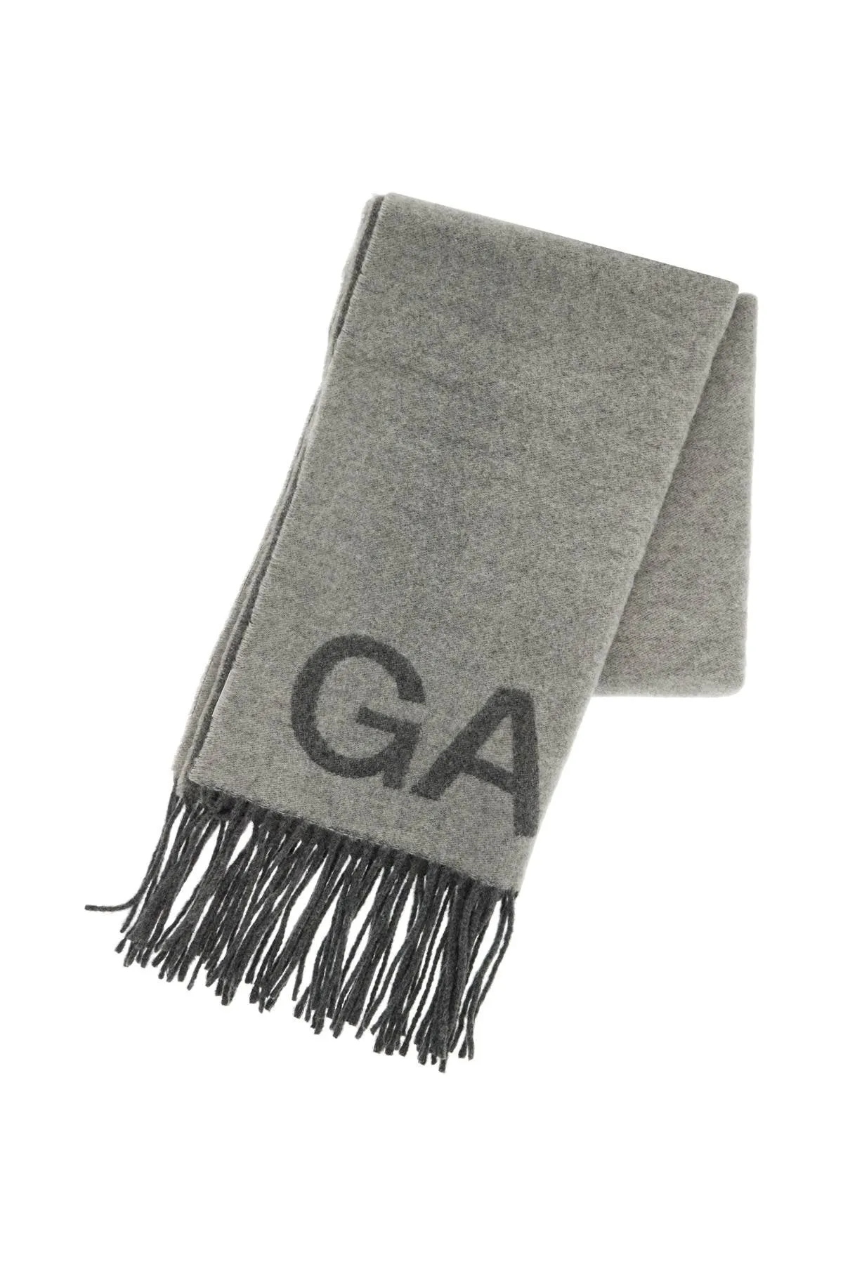 Ganni Jacquard Logo Scarf   Grey