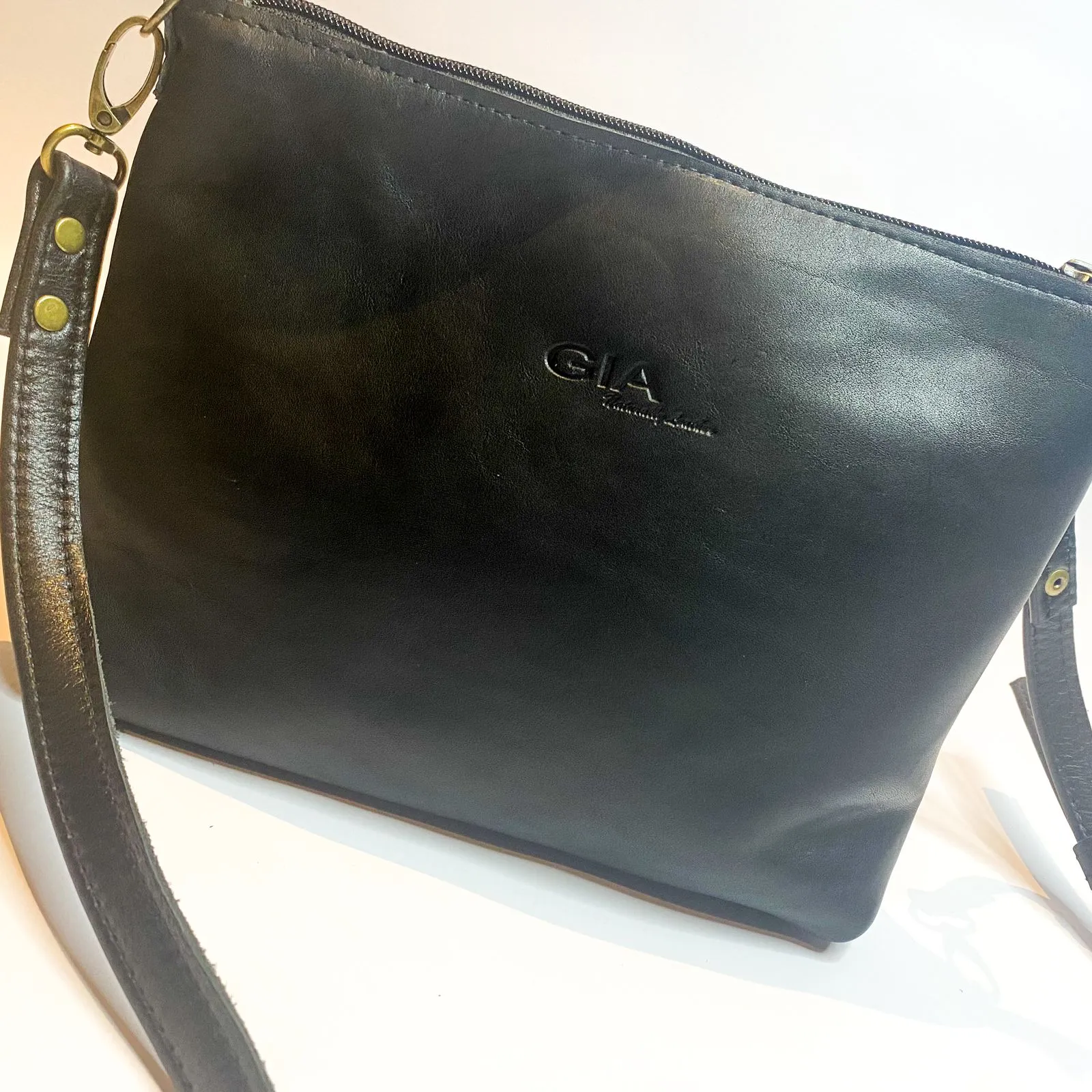 Gia leather black crossbody bag