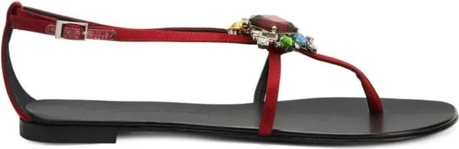 Giuseppe Zanotti Tarassacum crystal-embellished flat sandals Red