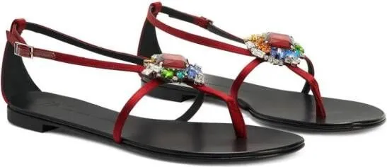 Giuseppe Zanotti Tarassacum crystal-embellished flat sandals Red