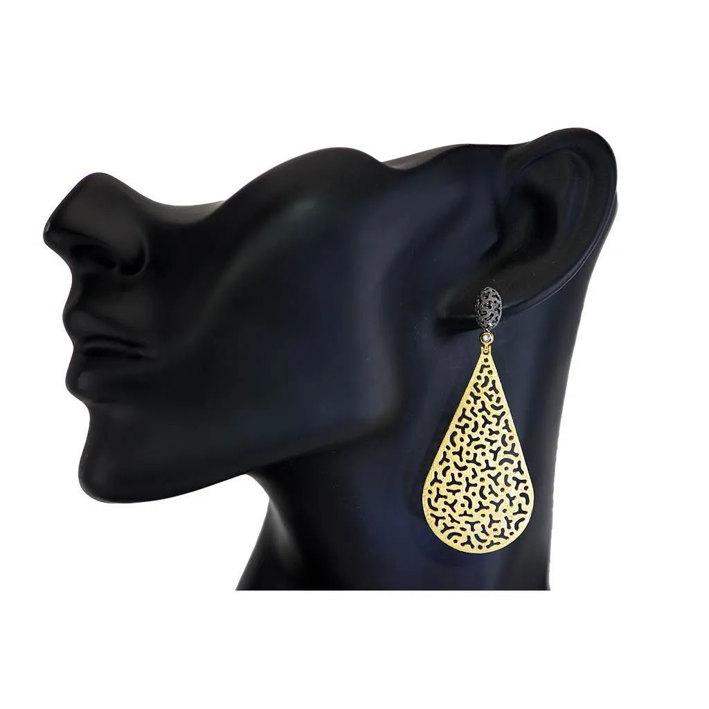 Gold Festive Drop Earrings with Diamonds