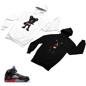 Jordan 5 Top 3 Black Matching Custom Designed Hoodies JD 5-2-7-5