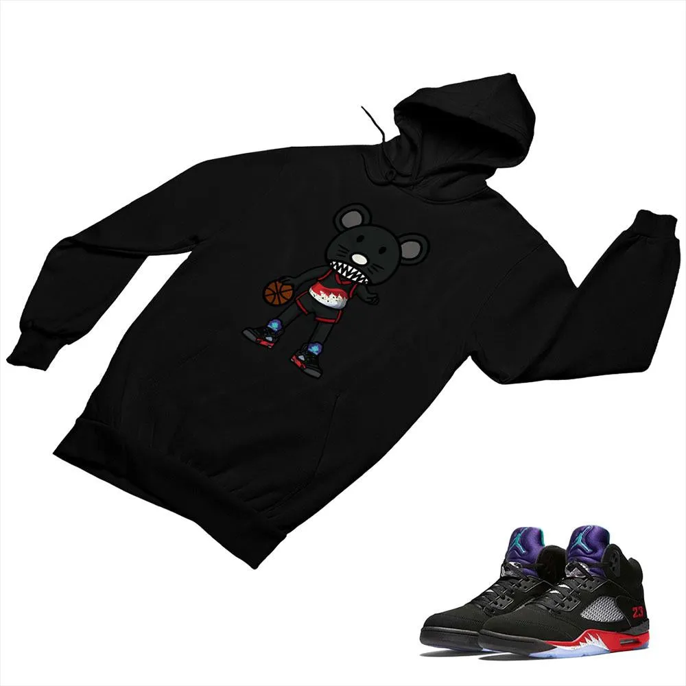 Jordan 5 Top 3 Black Matching Custom Designed Hoodies JD 5-2-7-5