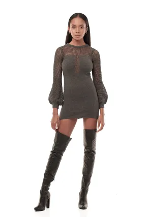 KNIT MESH DRESS IN GREY