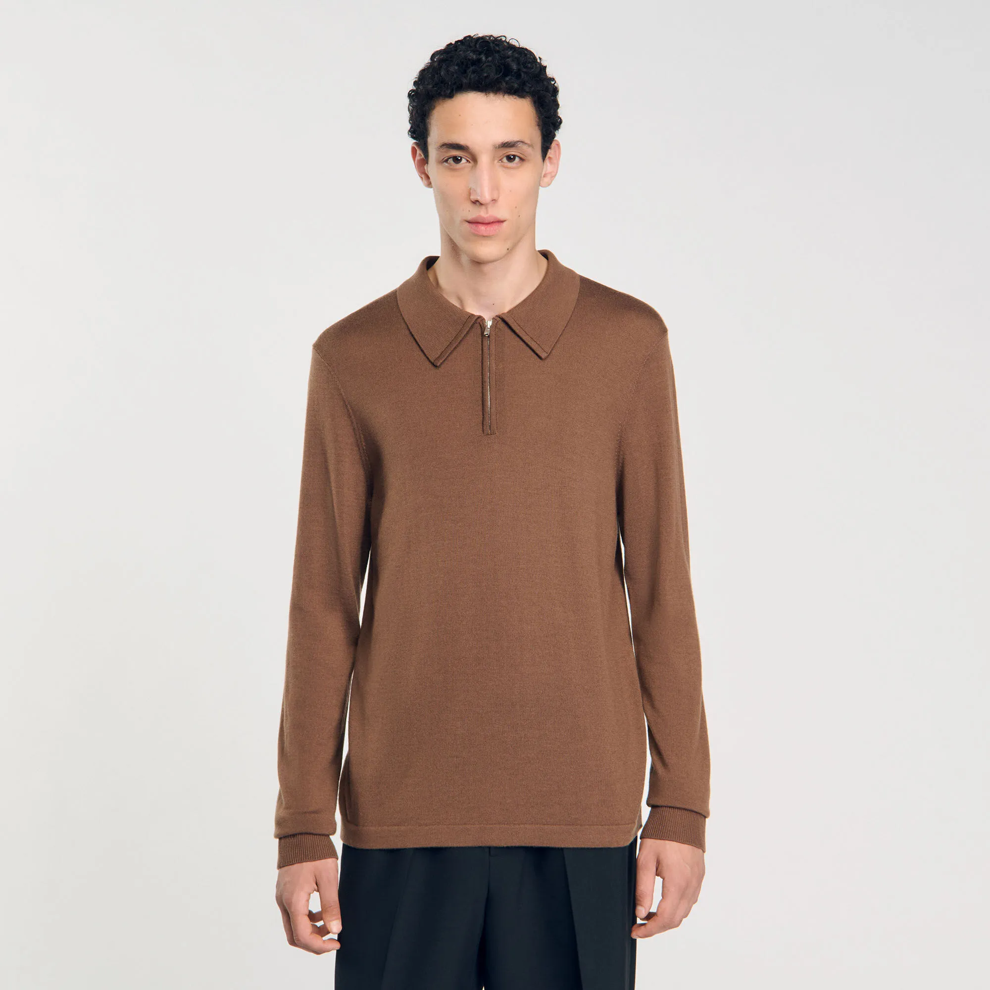 Knitted polo sweater