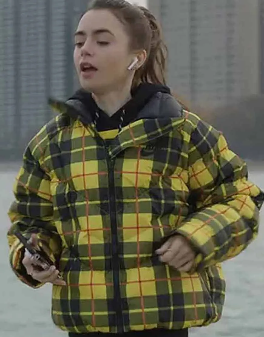 Lily Collins Emily In Paris Yellow Plaid Jacket | ujackets.com