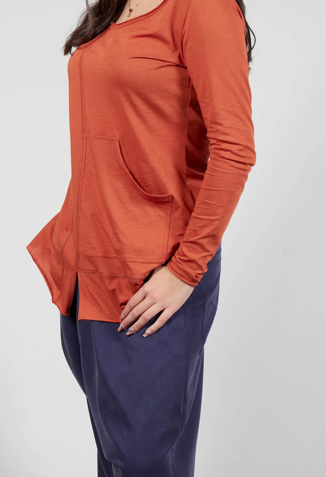 Long Sleeve Patch Top in Cinnamon