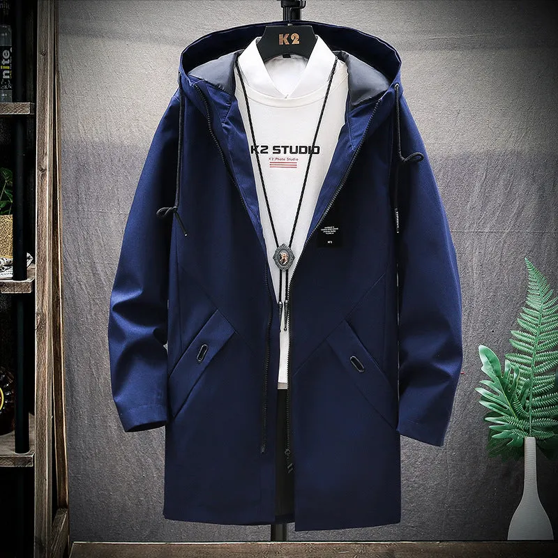 Loose Hooded Casual Trench Coat