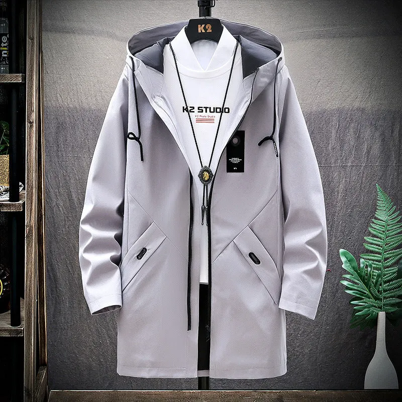 Loose Hooded Casual Trench Coat