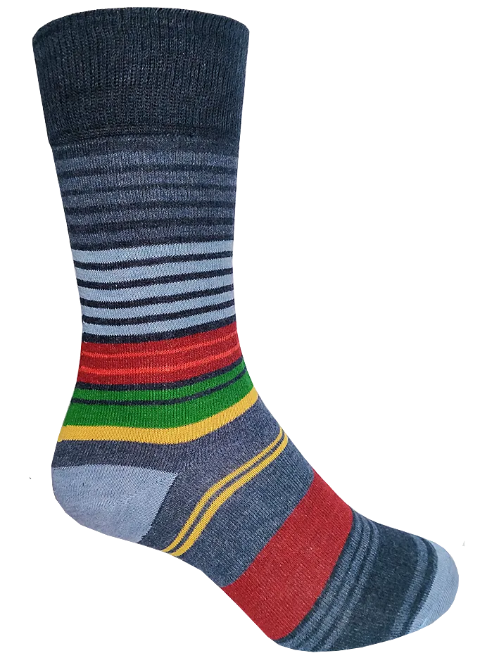 Lorenzo Uomo Socks - Variegated Stripes - Denim or Navy