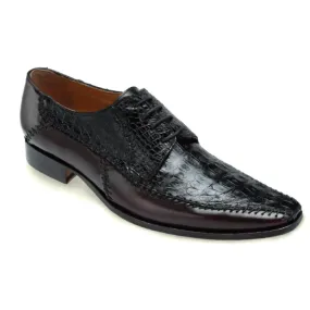 Mauri Epoca M752 Crocodile & Calfskin Shoes Black / Ruby Red (Special Order)