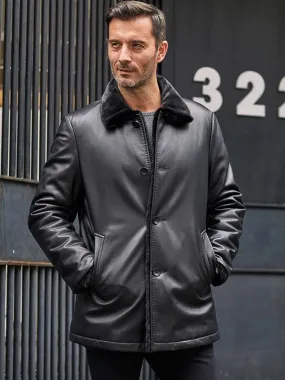 Men Stylish Long Black B3 Shearling Pilots Coat