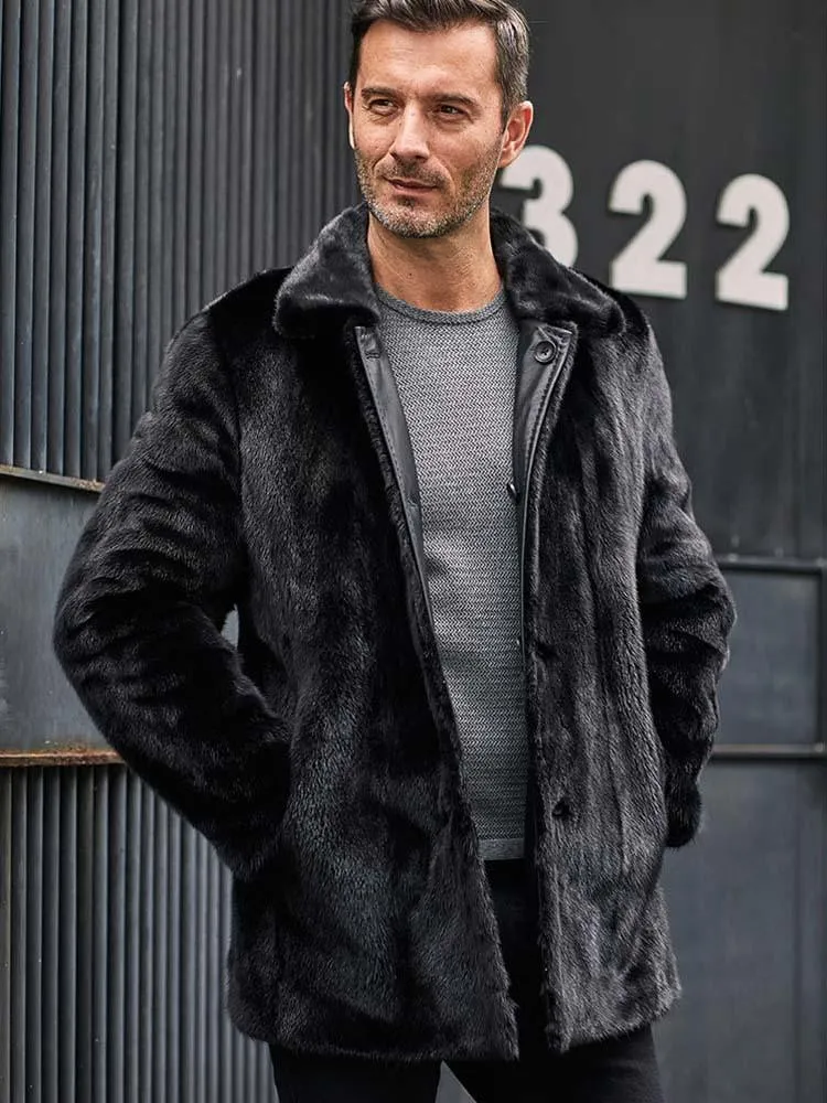 Men Stylish Long Black B3 Shearling Pilots Coat