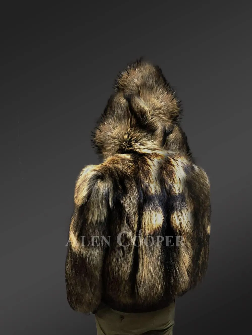 Men’s Raccoon Fur Bomber Coat for Men