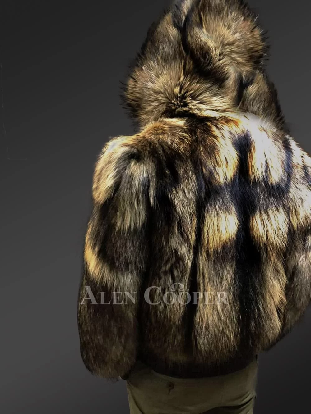 Men’s Raccoon Fur Bomber Coat for Men