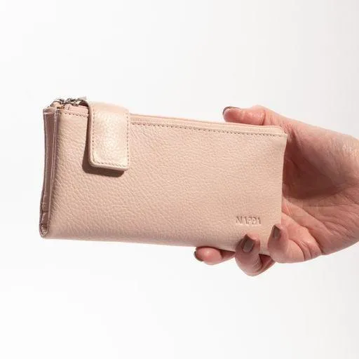 Nappa Mini Charlotte RFID Leather Wallet in Blush