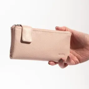 Nappa Mini Charlotte RFID Leather Wallet in Blush