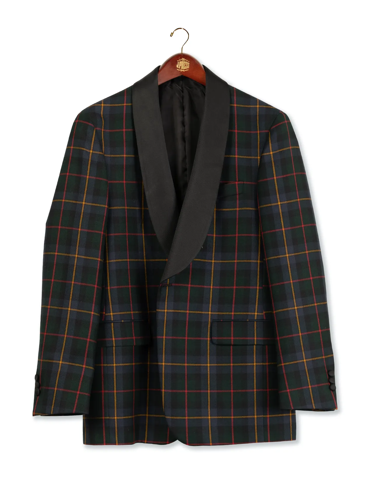 NAVY GREEN W/ RED/GOLD WINDOWPANE DINNER JACKET