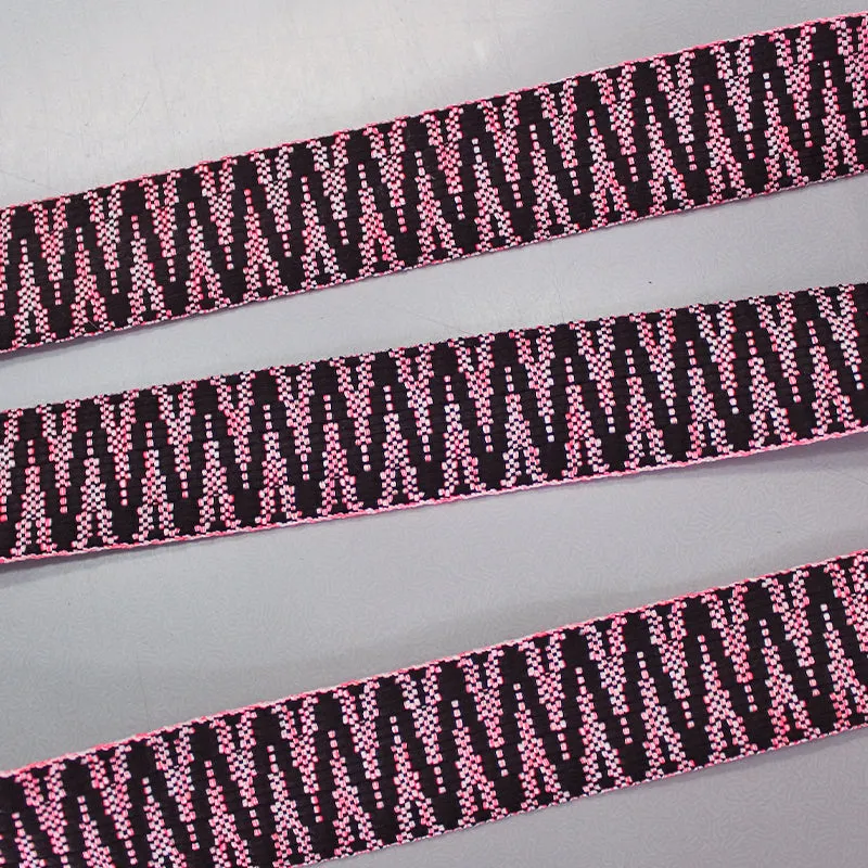 Neon Pink Zig Zag Bag Webbing - 38mm