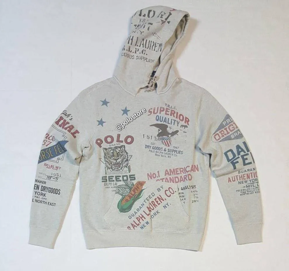 Nwt Polo Ralph Lauren Allover Print Graphic Hoodie