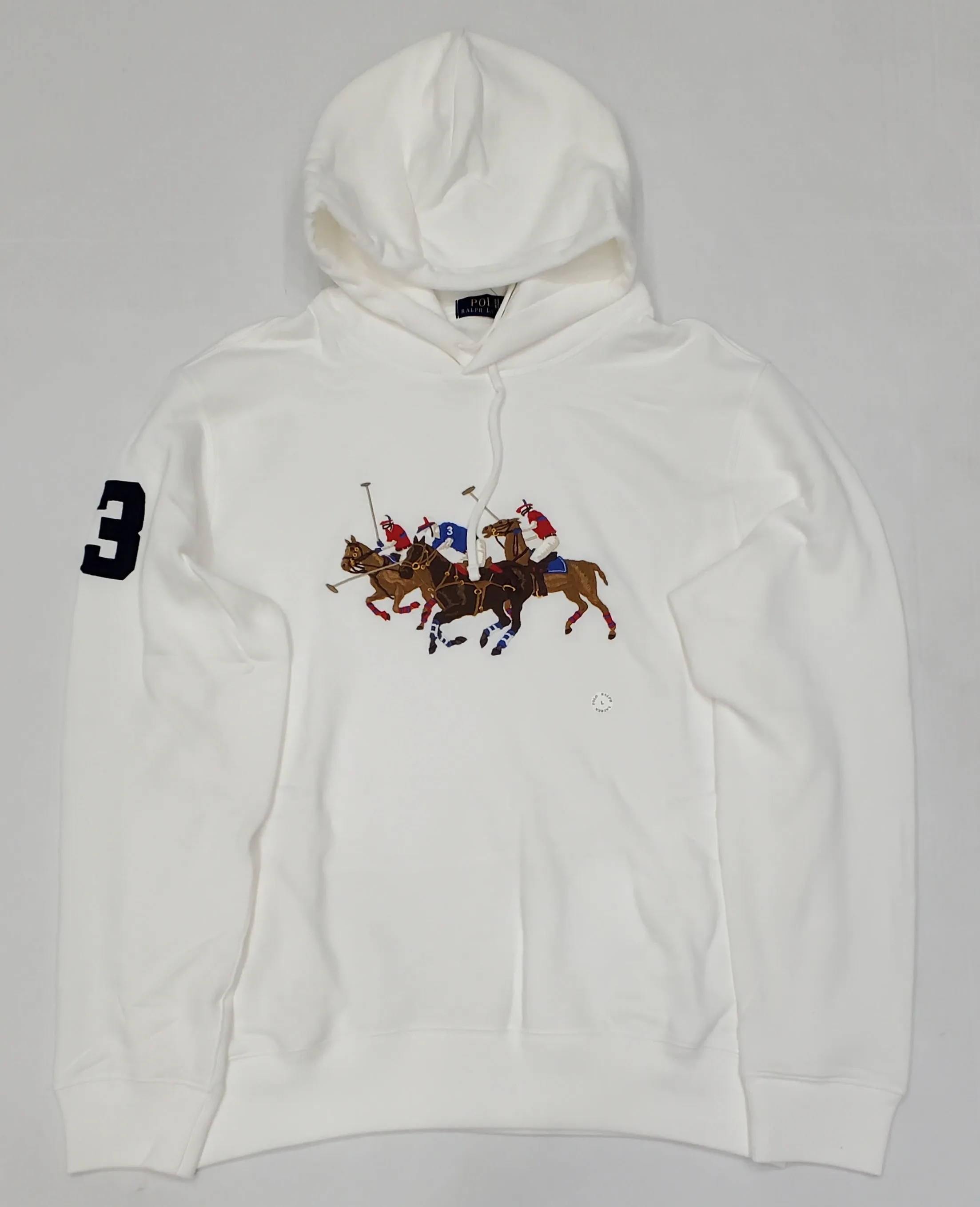 Nwt Polo Ralph Lauren White Triple Pony Embroidered Hoodie