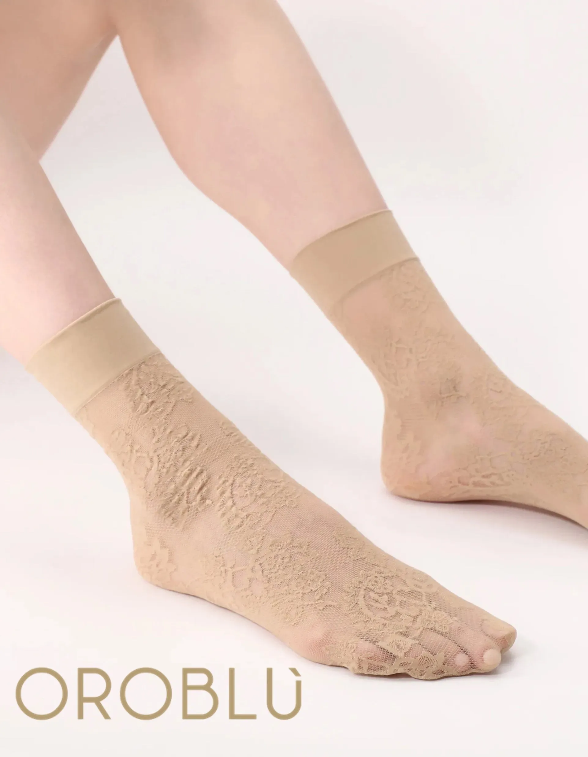 Oroblu Fine Lace Socks Camel