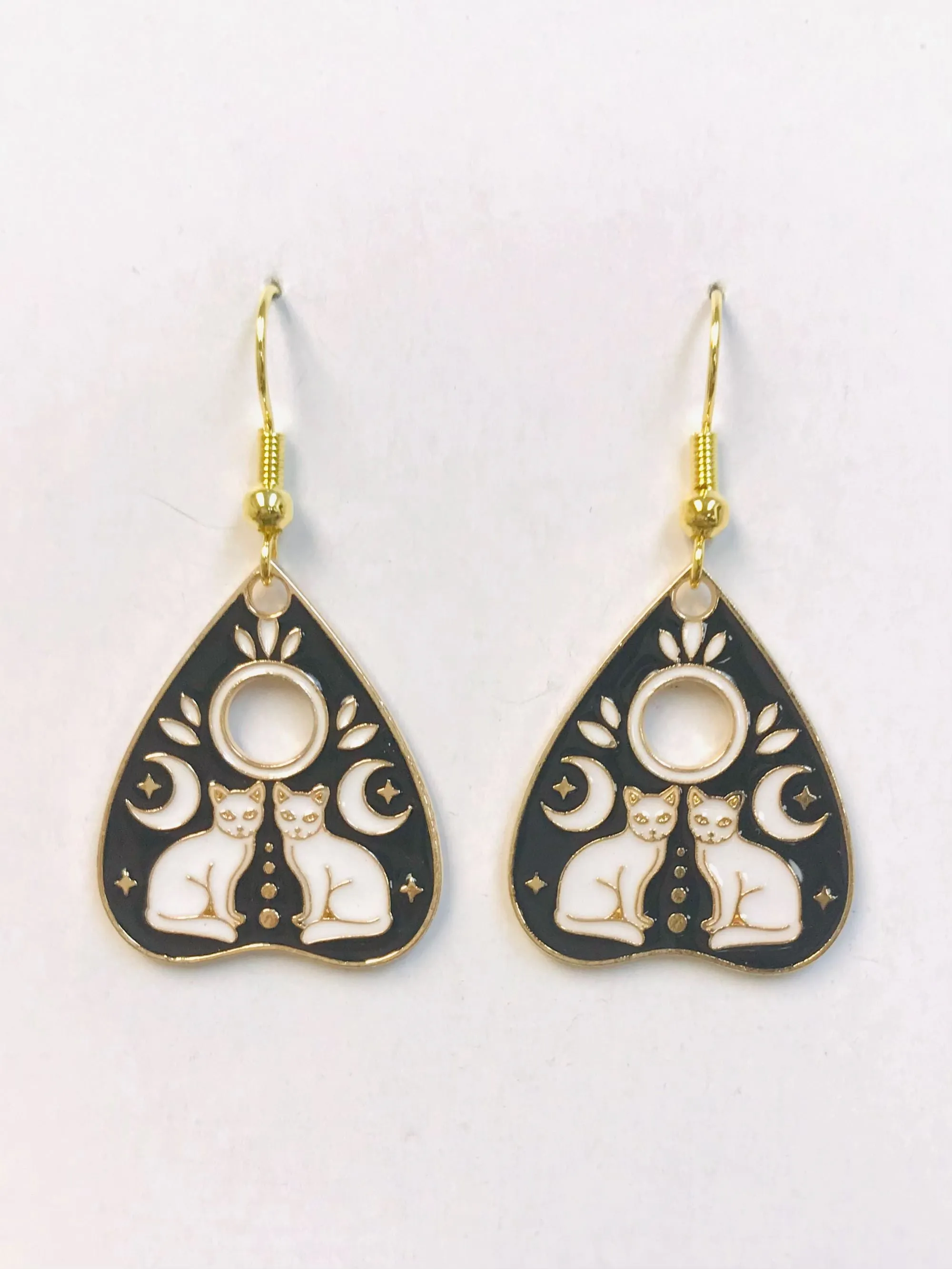 Ouija Twin Cat Earrings Tarot Card