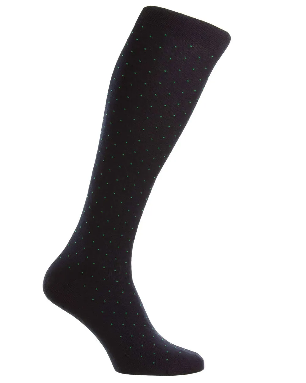 Pin Dot Over the Calf Socks in Navy