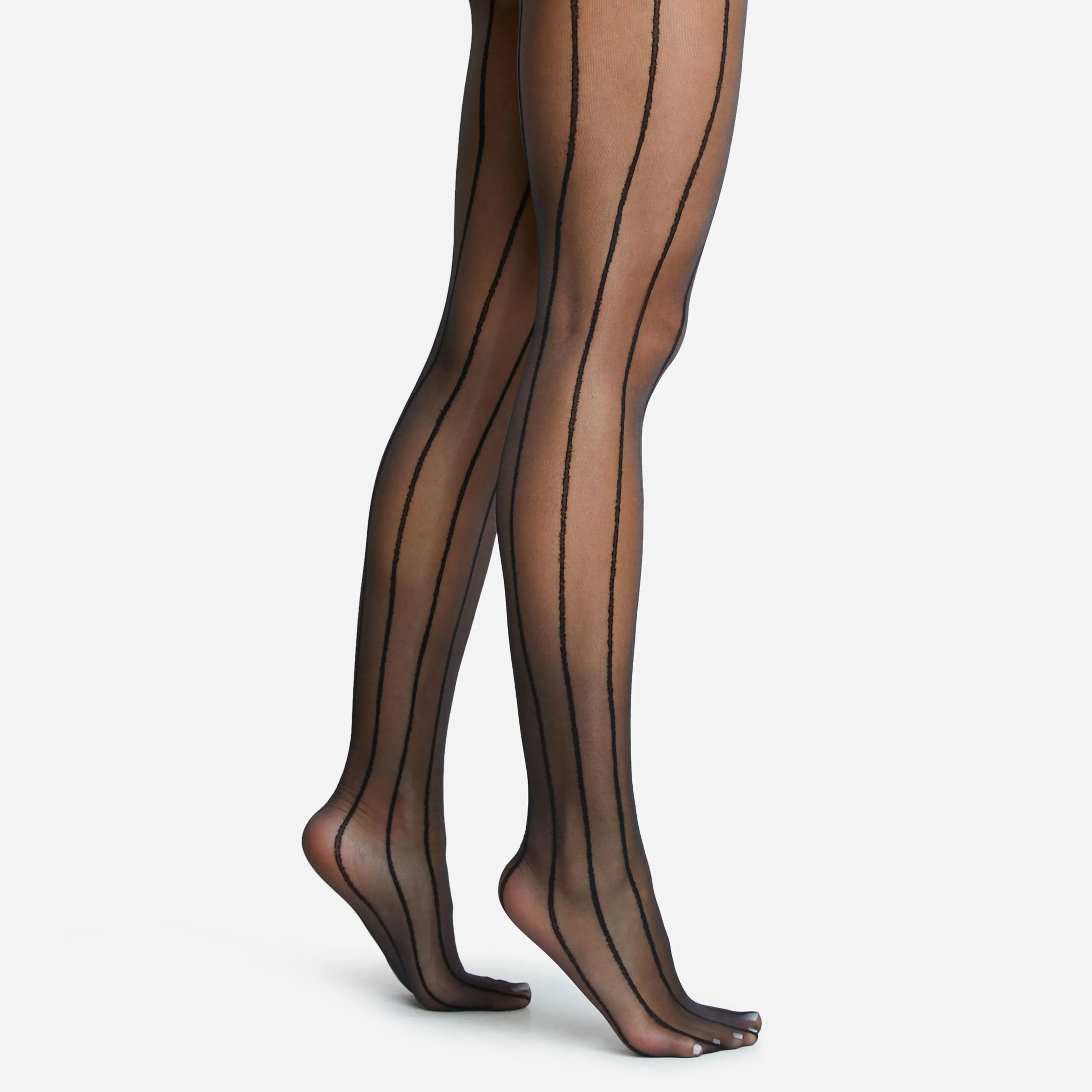 Pin Stripe Tights In Black