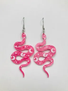 Pink Acrylic Snake  Earrings