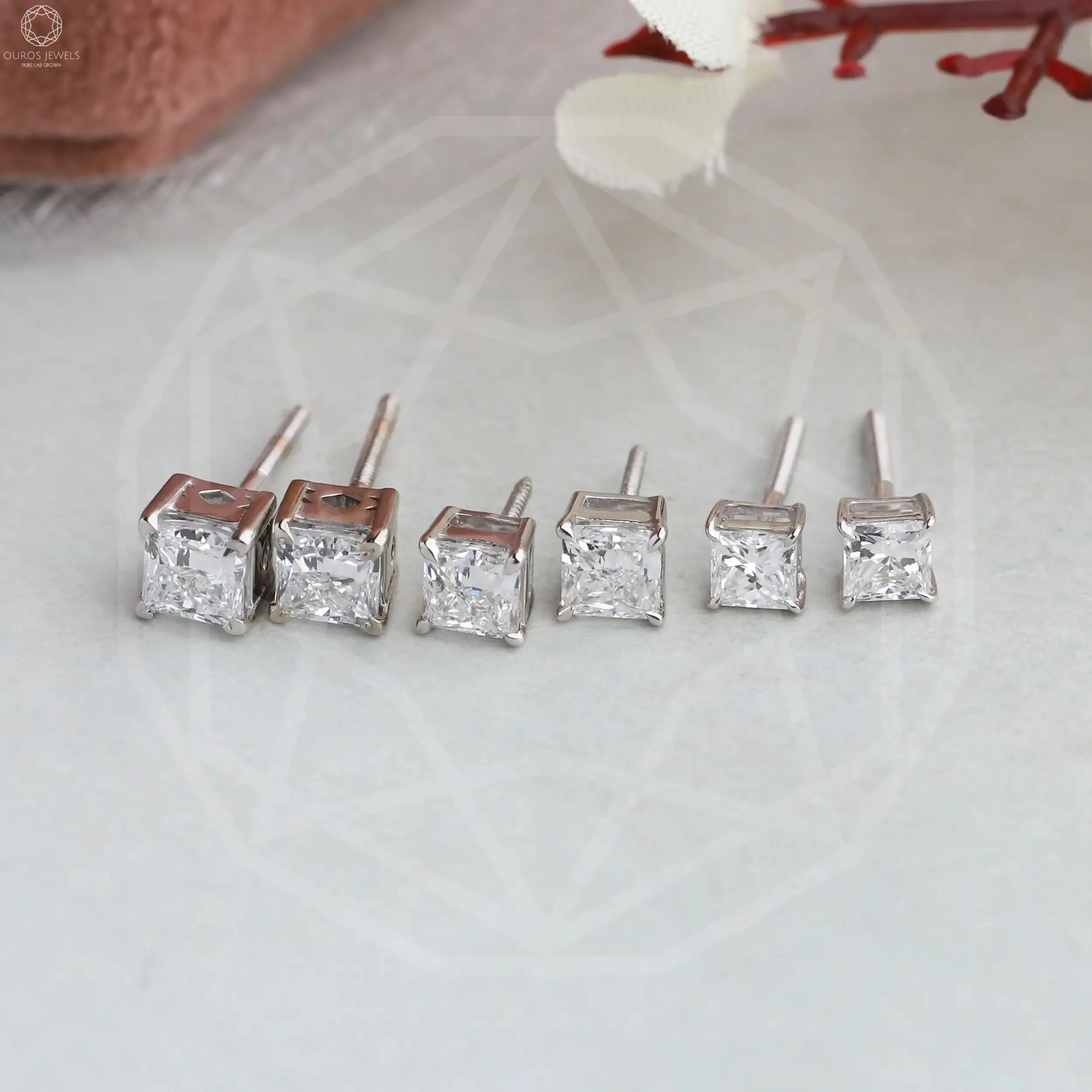 Princess Cut Diamond Stud Earrings